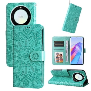 Funda Tipo Cartera Foxdock Para Honor X9A , Diseño Girasol En Relieve, Cuero Pu, Cierre Magnético, Soporte Y Tarjetero