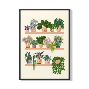 Creango - Cuadro Poster Enmarcado Plantas Y Macetas Decorativo