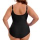 thumbnail image 4 of GRACE & GRANDEUR Traje de baño de una pieza para mujer talla grande con malla, cuello en V, control de abdomen, correas ajustables, cintura alta para playa y piscina 2X Negro, 4 of 8