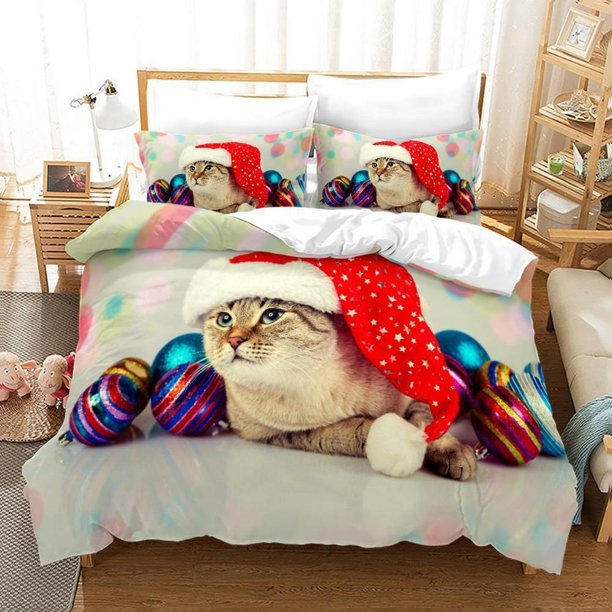 Kitty Cute Cat Quilt Duvet Cover Set Kids Doona Cover Home Textiles3-Piece Bedding Set