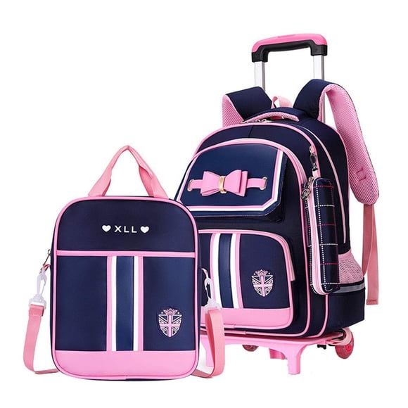 Mochila enrollable MITOWERMI para niñas Trolley Bookbag con bolsa de almuerzo