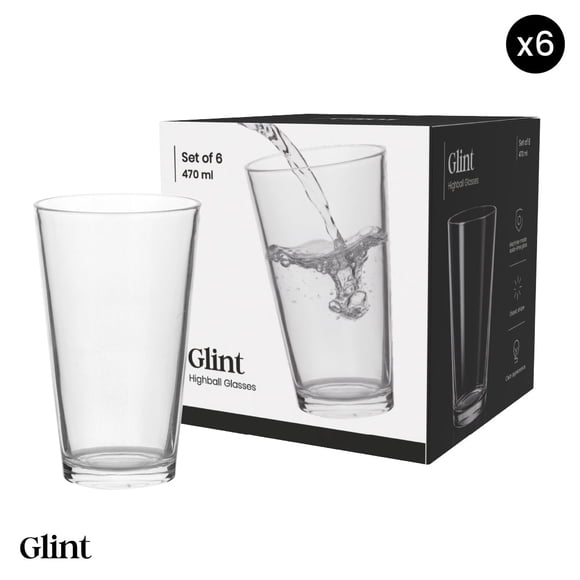 Set 6 Vasos Altos Vidrio Transparentes Glint 470 ml 6 un