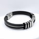 thumbnail image 3 of Pulsera Ecocuero Negro Detalles En Acero Inoxidable, Hombre Negro 8 Cm 22 Cm, 3 of 4