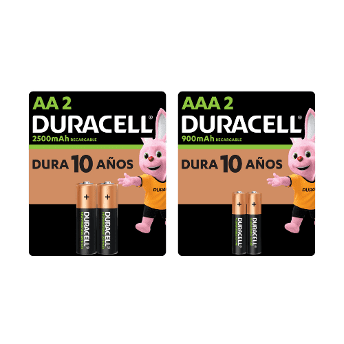 Pack Pilas Duracell Recargable Aa Y Aaa, (2 Pilas Aa Y 2 Pilas Aaa De 2500mah)