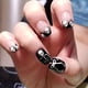 thumbnail image 1 of 24pcs Halloween Funny Fake Nails, Black Gradient Press On Nails With Skull Alien Design, Glossy Short Square False Nails For Women Girls, 1 of 2