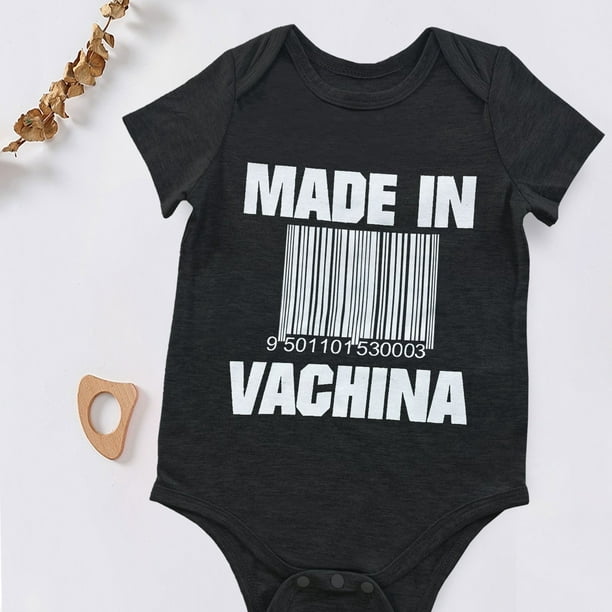 Baby Girls & Boys Cute "Made In Vachina" Short Sleeve Onesie Clothes For Summer