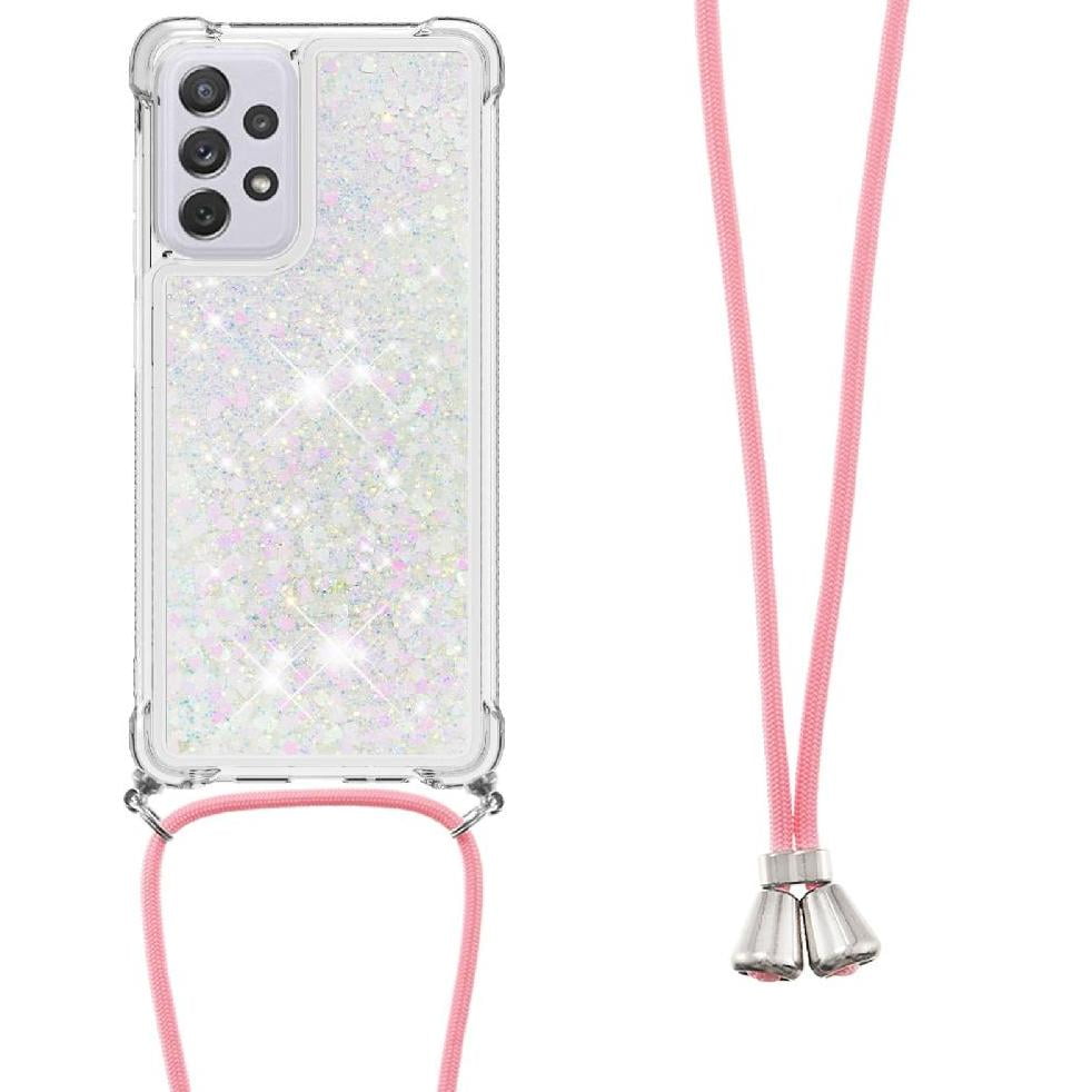 Funda Foxdock Para Samsung Galaxy A73 5g Con Cuerda Ajustable, Brillo Líquido, Protección Antigolpes Y Lente – Ideal Para Regalo