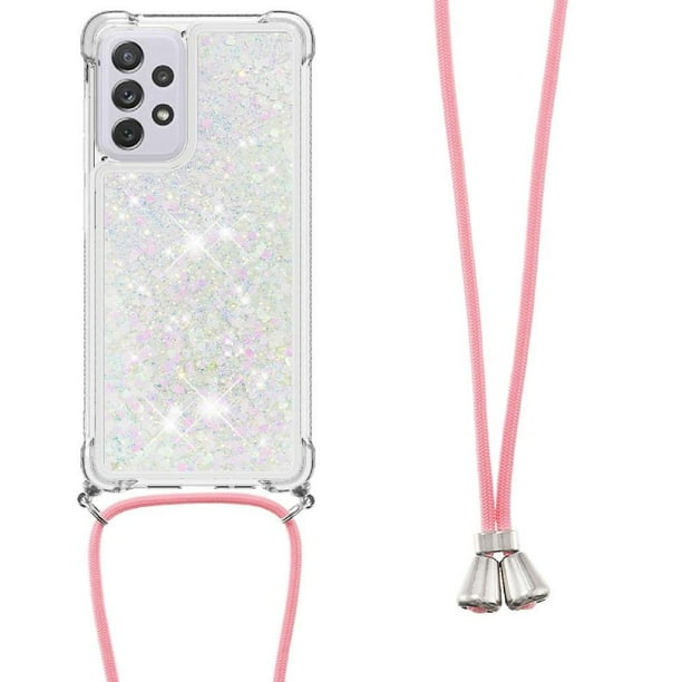 Funda FOXDOCK para Samsung Galaxy A73 5G con Cuerda Ajustable, Brillo Líquido, Protección Antigolpes y Lente – Ideal para Regalo