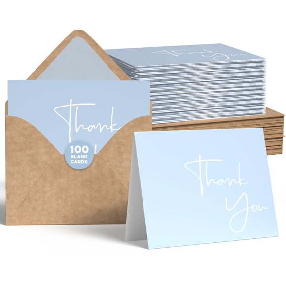 Tarjetas de Agradecimiento VNS Creations Paquete de 100 con Sobres y Stickers