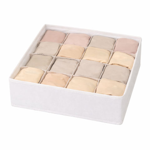 Genérica - Organizador De Cajones Ropa Interior Blanco 16 Bolsillos 32X32X10Cm