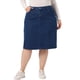 thumbnail image 1 of Falda de Mezclilla para Escuela y Universidad de Talla Grande para Mujer de Agnes Orinda con Bolsillo de Ranura, Cintura Elástica, Parte Trasera Acampanada, Jeans 3X Azul Oscuro, 1 of 7