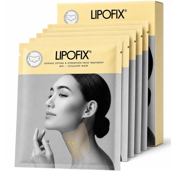 Mascarilla reafirmante para el cuello LIPOFIX 5 unidades de bio‑celulosa