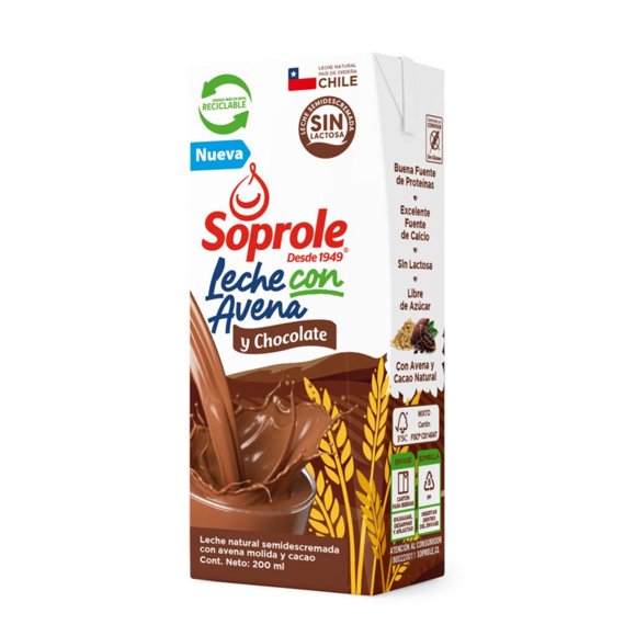 Leche Semidescremada Avena Chocolate Caja, 200 ml