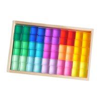 Magideal - 60 Bloques De Cubos Acrílicos De Arcoíris, Bloques Apilables De Cubos De Construcción De Arcoíris, Educativos, Translúcidos Para Niños, Niñas Y Niños