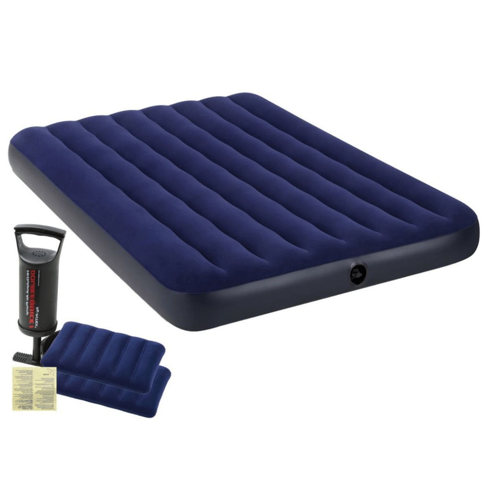 Intex - Colchón Inflable Set 2 Plazas 152x203x25 Cm Classic Downy + Almohadas + Inflador