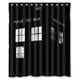 thumbnail image 1 of Cortina de ducha monocromática de Doctor Who de Tardis, juego de cortina de baño con ganchos, tamaño 60 x 72 pulgadas, 1 of 3