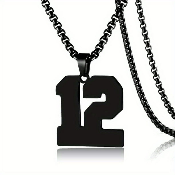 1pc Stylish Stainless Steel Men's Athletes Number Pendant Necklace - Perfect for Baseball, Basketball, and Football Teams - Long Chain Necklace with Sports Number - Ideal Gift for Boys