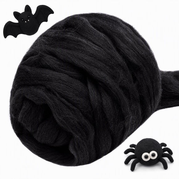 Lana cardada JUPEAN 100 g negra para fieltro