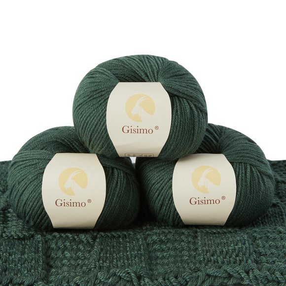 Hilo Gisimo de Lana Merino 50 g 116 m (Verde, 3 Bolas)