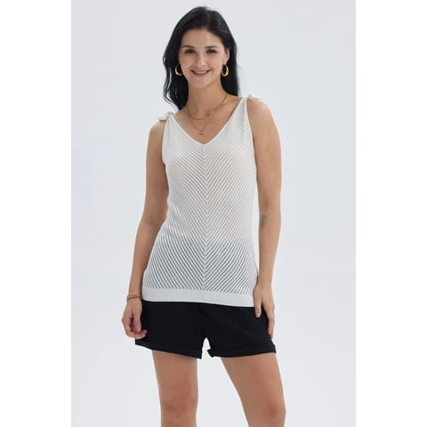 Fashionspark - Polera Mujer Pabilo Con Nudo Crudo