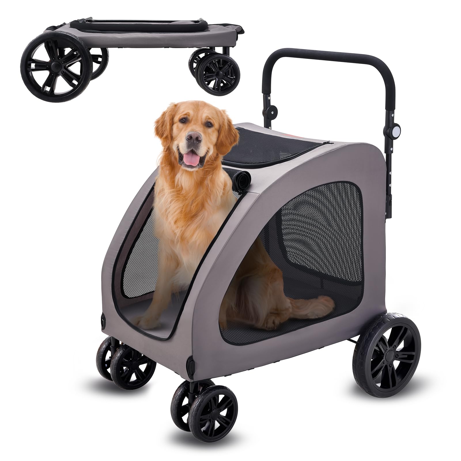 Carrito Para Mascotas Vevor, 4 Ruedas, Capacidad De 73 Kg