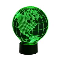 Lelumania - Lampara Ilusion 3D Mundo De 7 Colores, Base Touch