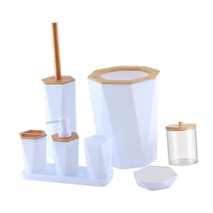 Bothyi - Juego De Accesorios De Baño Jabonera Con Bote De Basura Para Casa, Granja, Apartamento, Blanco A