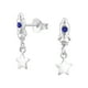 thumbnail image 1 of Aros Plata 925 Forma Estrella Y Cohete Plateado Con Cristal Azul, 1 of 2