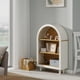thumbnail image 2 of Arched Small Bookcase,Arched Storage Cabinet,Wooden Modern Arched Top Bookshelf with 3 Shelves,White with Woodgrain Shelves, 3-Tier Storage Shelf for Living Room, Bedroom, Entryway, 2 of 3