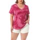 thumbnail image 1 of Agnes Orinda Blusas de Mujer Tallas Grandes para Escuela y Universidad, Casual, Cuello en V, Manga Corta, Estampado Tie Dye, Tops de Verano 3X Burdeos, 1 of 6