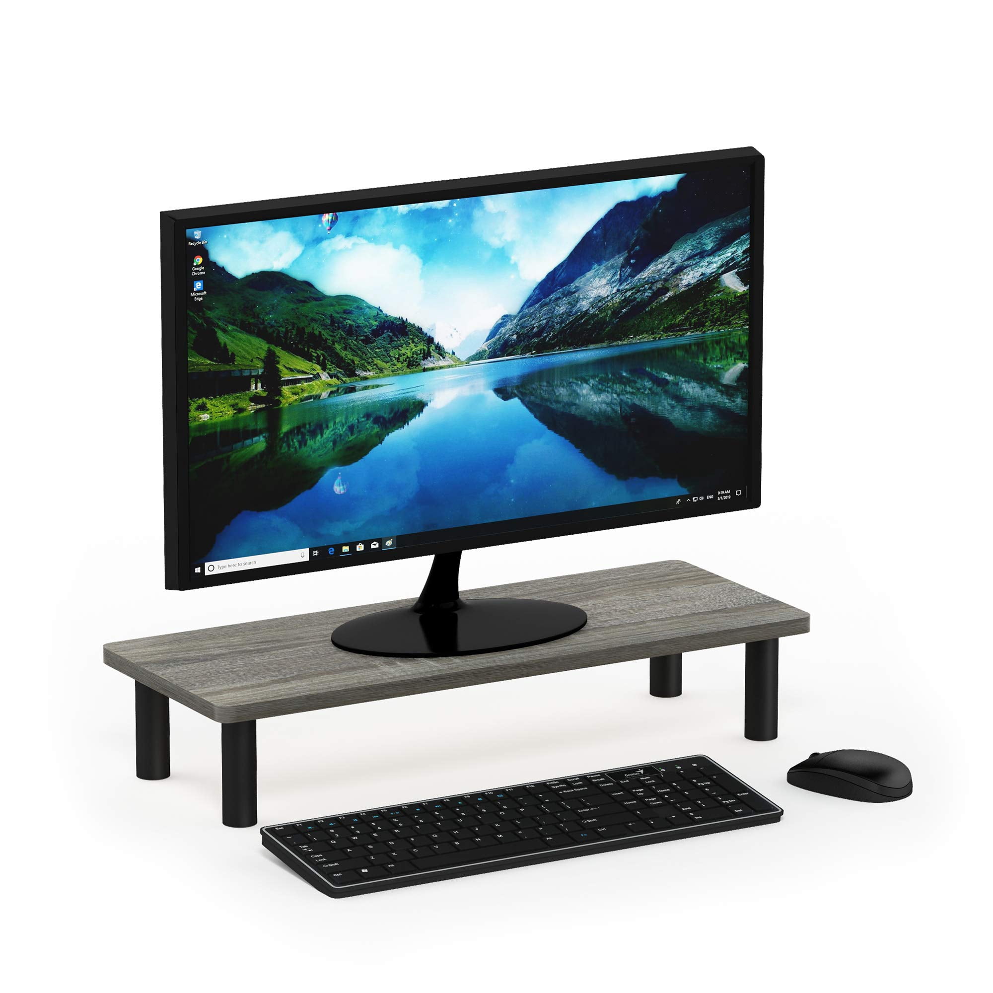 Soporte Elevador Para Monitor Furinno Turn-n-tube, Roble Francés, Gris/negro