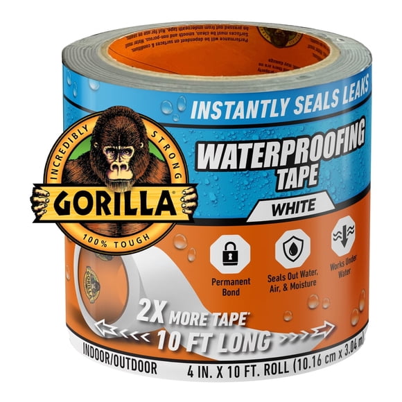 Cinta Impermeable Gorilla Glue Blanca 4 in x 10 ft Sellado Firme