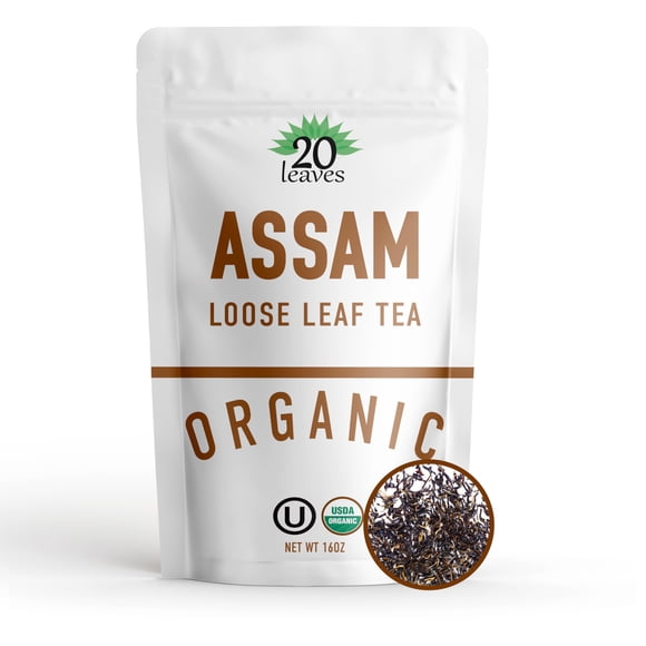 Té negro de hojas sueltas, 20 hojas Assam, 100% orgánico, 454 g