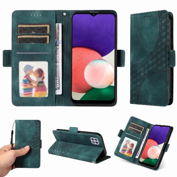 Carcasa FOXDOCK Samsung Galaxy A22 5G de cuero PU, diseño acolchado clásico, protección contra caídas y rayones