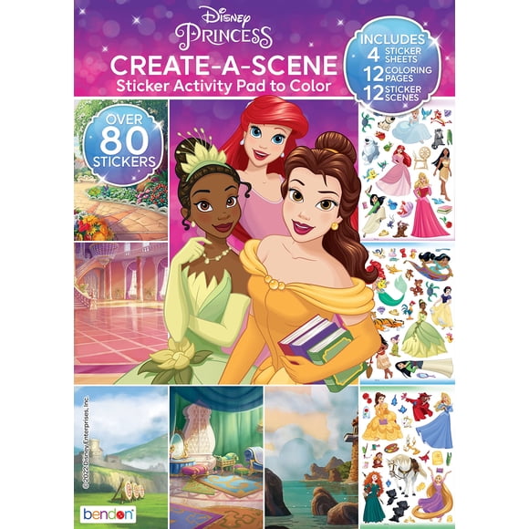 Bloc de actividades con diseño de princesa Disney Create-A-Scene con 80 pegatinas