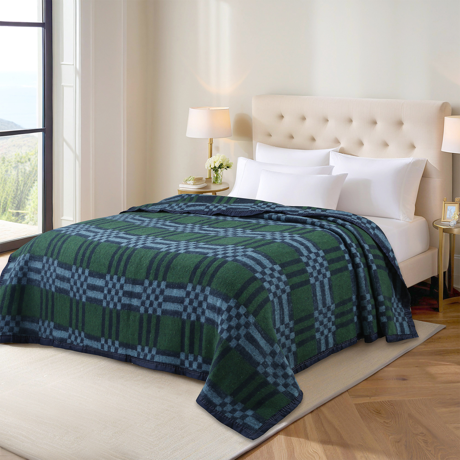 Frazada Andes Classic Escoces Azul 1.5 Plazas