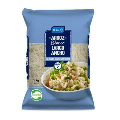 Arroz Grado 2 Grano Largo Y Ancho Bolsa 1 Kg Lider