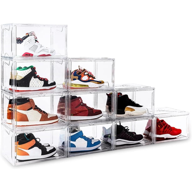 Caja de zapatos KDOR para zapatillas, armario, plástico transparente, paquete de 10