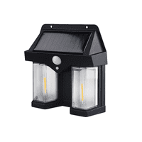 Genérico - Lámpara Solar De Pared Color Negro Con Sensor De Movimiento, Dos Led