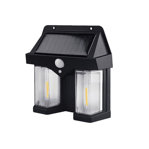 Genérico - Lámpara Solar De Pared Color Negro Con Sensor De Movimiento, Dos Led