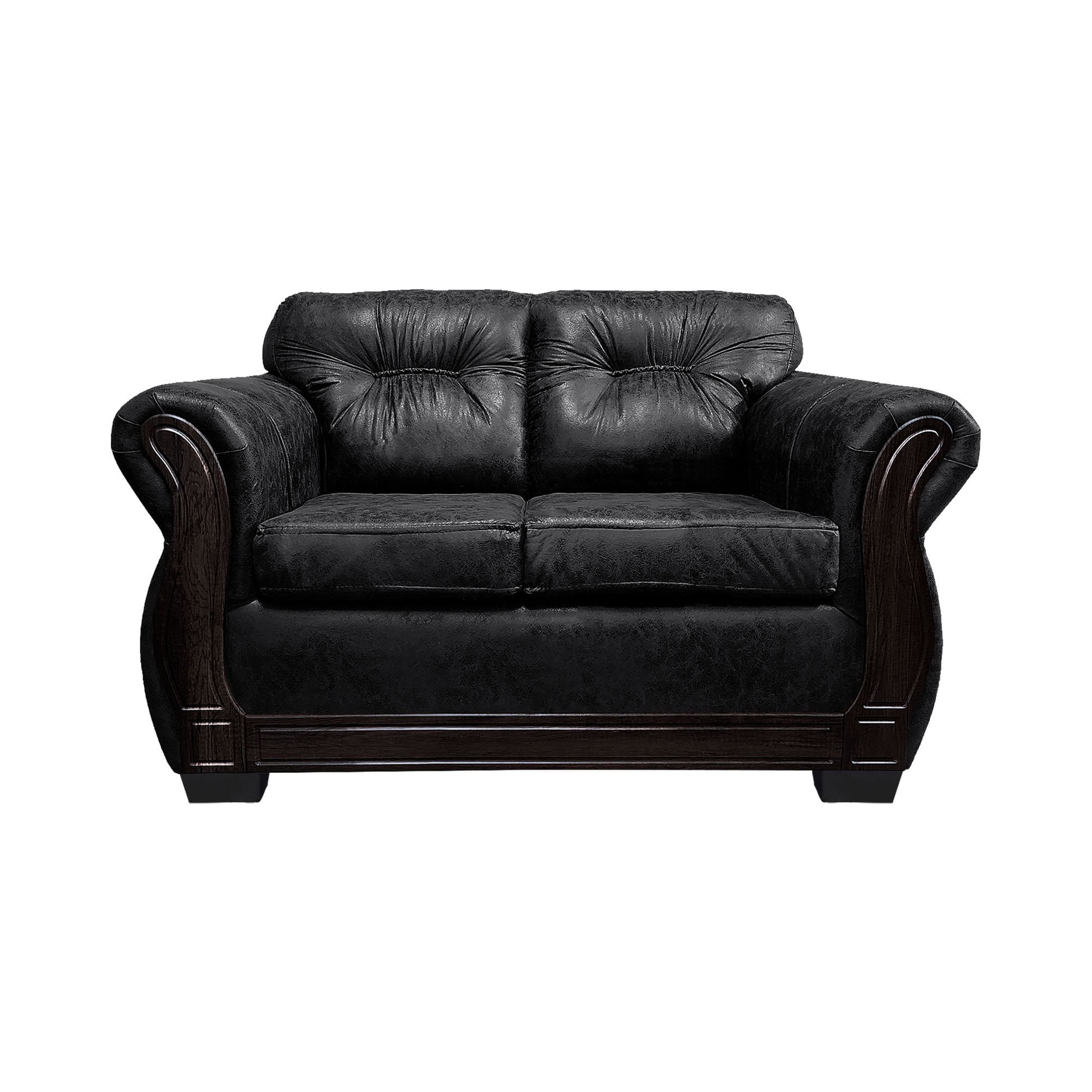 América Decora - Sofá Con Resorte Estructural 2 Personas Taurus Envejecido Negro