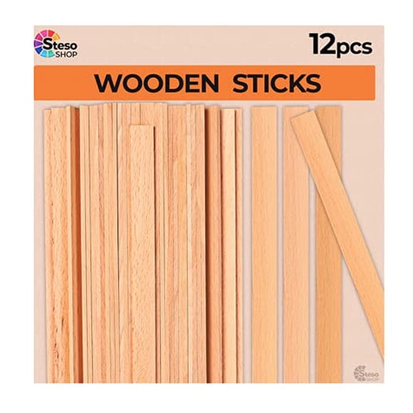 Palitos de madera para manualidades StesoSHOP 12 piezas de madera de haya 26 cm