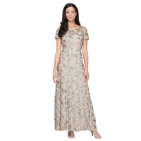 Vestido Largo Alex Evenings Con Encaje De Rosetas Champagne Talle 12