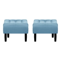 Bodevir - Set Pouf Wood 1C Felpa 00 Azul Petroleo