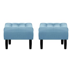 Bodevir - Set Pouf Wood 1C Felpa 00 Azul Petroleo