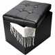 thumbnail image 1 of Taburete plegable con reposapiés Storage Ottoman ABIOYEAR, piel negra, 1 of 7