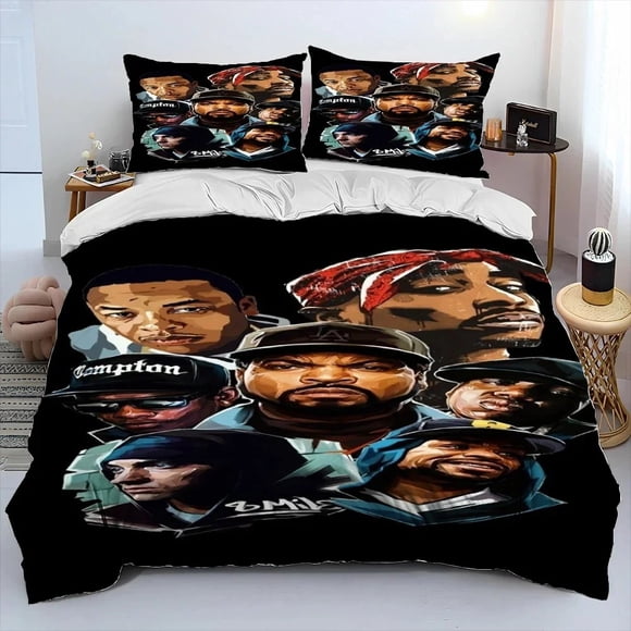 Hip Hop Art Rapper Legend Star Bedding Set Duvet Cover Bed Set Quilt Cover Pillowcase Comforter Size Boys Adult Bed Sheets