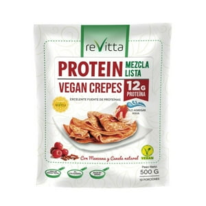 Revitta Wellness - Crepes Vegano/Vegetal + Proteína 500 Grs. Mezcla Lista (Solo Agua) Sabor Apple-Strudel