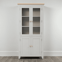 Arca Muebles - Vitrina De Madera Organizadora 90X35X180 Color Blanco Cubierta Miel