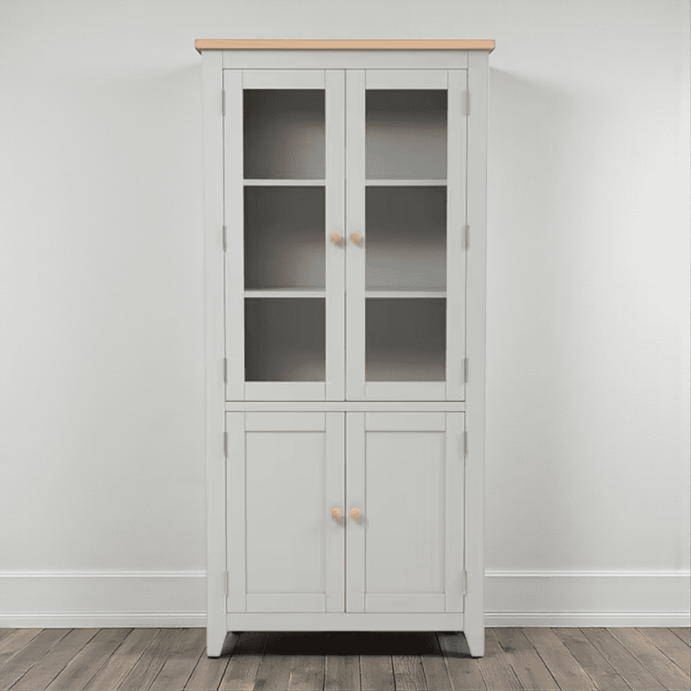 Arca Muebles - Vitrina De Madera Organizadora 90x35x180 Color Blanco Cubierta Miel